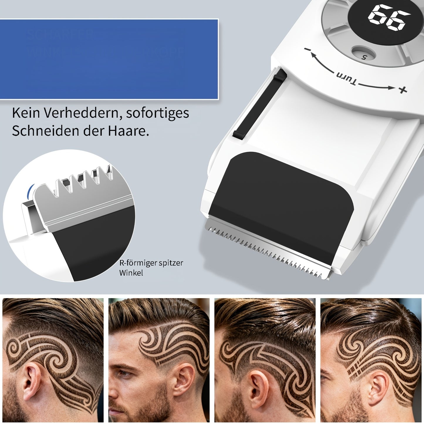 WITZIO Kompaktes, tragbares Rasierwerkzeug | Eingebauter Akku, vier einstellbare Einstellungen für verschiedene Rasierlängen, ideales Geschenk für Familie, Freunde oder Väter | Inklusive Nackenbürste, USB-Aufladung