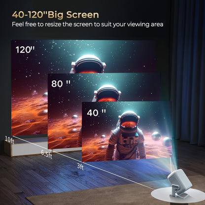 Tragbarer Smart-Projektor mit 4K-Unterstützung, Wifi6  BT5.4, Native 1080P, 690ANSI, Android 11, Autofokus & automatische Trapezkorrektur, Heimkino-Projektor für Filme, Gaming, Lernzwecke, Multimedia-Präsentation, Proyector, Proyectores