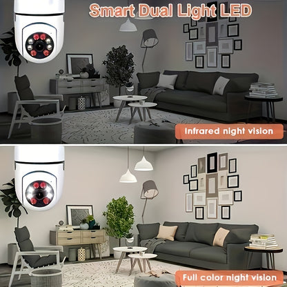 Ease Life App-Light Bulb Sicherheitskamera, 1 Stück, Indoor Outdoor Wireless Wifi Kamera 2.4Ghz, 360 Grad, E27 Lampenfassung Einschraub-Sicherheitskamera für Heimsicherheit Safe Cam Glühbirnenkamera, HD 1080P, Vollfarb-Nachtsicht, Bewegungsmelder