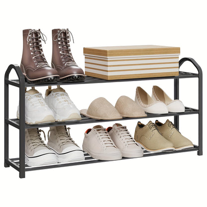 1 Stk. 3-stöckiges, 4-stöckiges, 5-stöckiges leichtes Schuhregal für 9-20 Stück Schuhe, hergestellt aus PP-Kunststoff, Eingangsbereich, Metall-Schuhkasten, Schwarz, Milchweiß