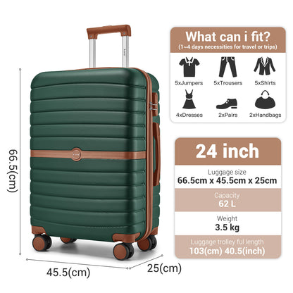 Kono Koffer, 20 Zoll, 24 Zoll, 28 Zoll, ABS+PC, Camping-Gestreiftes Design mit Farbblock-Details, Hartschale mit Spinner-Rollen, Black Friday, Thanksgiving, Weihnachtsgeschenk