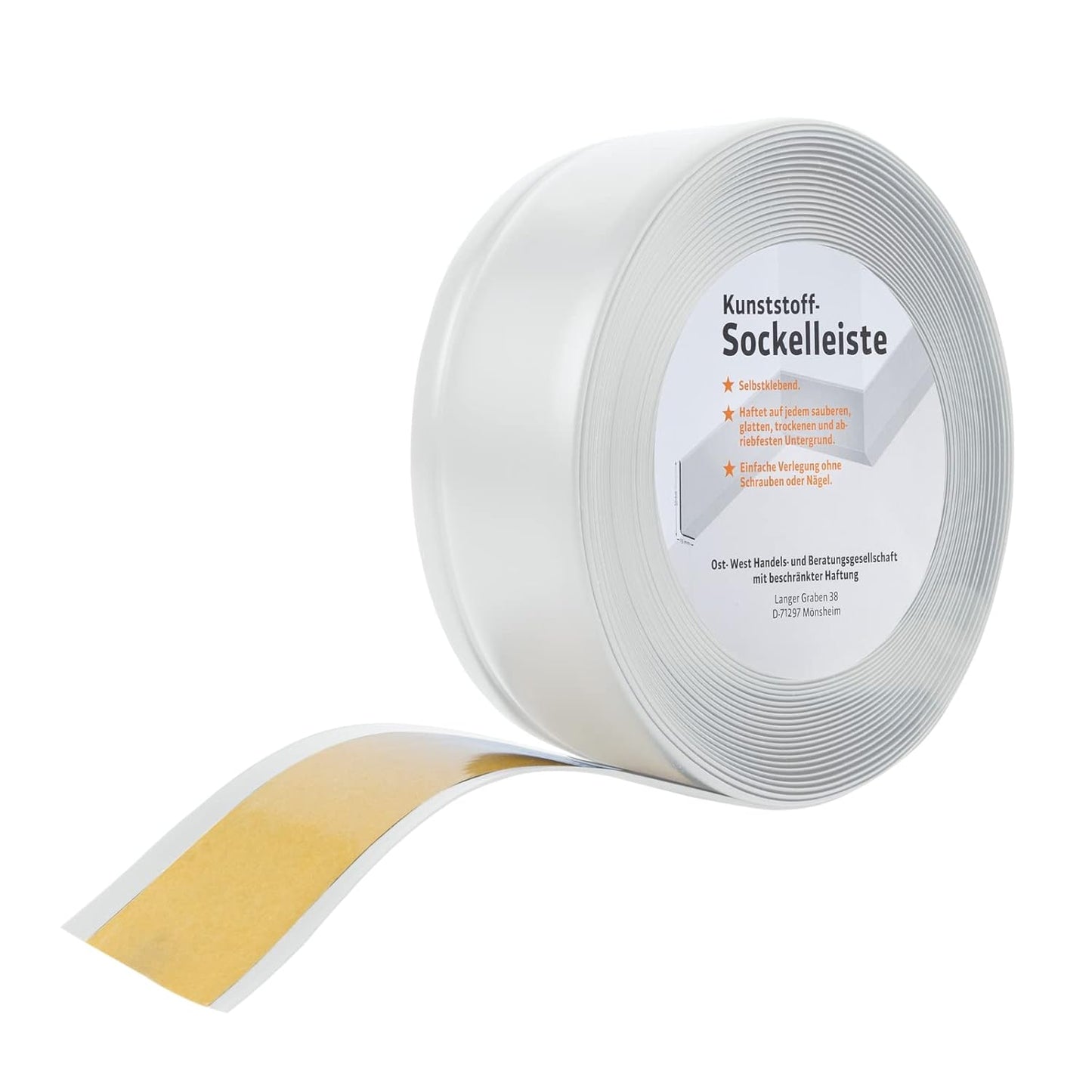 Sockelleiste Oslo – Selbstklebende Fußleiste 50 x 15 mm, 25 m Rolle, Flexible Knickleiste für Küche & Boden in vielen Farben