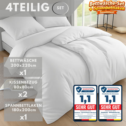 4-teiliges Bettwäsche-Sets 4 verschiedene Größen – 2x Bettbezug & 2x Kissenbezug 80x80 cm & 40x80 cm, Weiche Mikrofaser, Atmungsaktiv & Pflegeleicht, Ganzjahresgeeignet