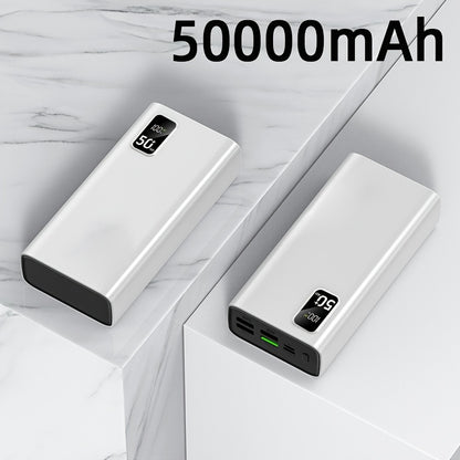 50000mAh Powerbank mit großem Speicher, LED-Power-Display, Typ-C-Schnellladung, USB/Micro-Schnittstelle, Super-Schnelllade-Powerbank, geeignet zum Aufladen von Handys aller Marken, abnehmbare Notfall-Akku-Powerbank für Outdoor-Aktivitäten, Geschenk