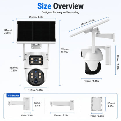 XIAOVV Outdoor Überwachungskamera: Bietet 2.4G WiFi oder 4G LTE Versionen; 10x Zoom PTZ Kamera | Solarladung | 355° horizontale Rotation & 90° vertikale Rotation | KI-Bewegungserkennung, Erkennungsfläche, Zwei-Wege-Audio, Cloud-Speicher.