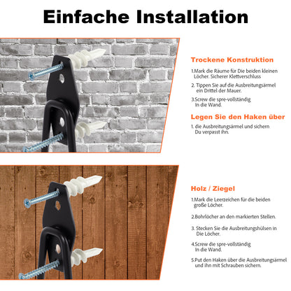 12er-Set robuste Wandhaken für Garage, Werkstatt & Garten – Stabile Werkzeughalterung für Fahrräder, Leitern, Werkzeuge und Gartengeräte