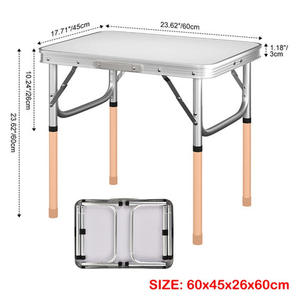 Klapptisch für Innen, Außen, Garten, Strand, Picknick, Camping, Angeln, Essen, Catering, Aluminiumrahmen, tragbar und leicht, Tragegriff-Design, verschiedene Stile und mehrere Höhen zur Auswahl