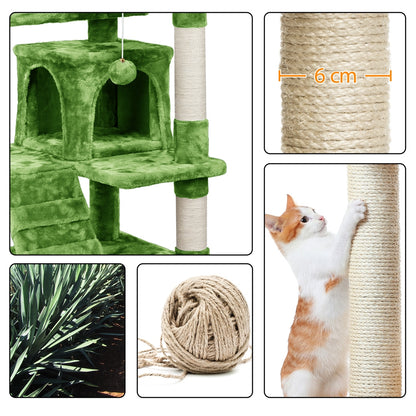 Costoffs Kratzbaum Katzenbaum 138 cm, Stabiler Katzenkratzbaum Katzenmöbel mit Spielkugel & Katzenhöhle, Kletterbaum für Katzen, Katzenhaus Kratzturm
