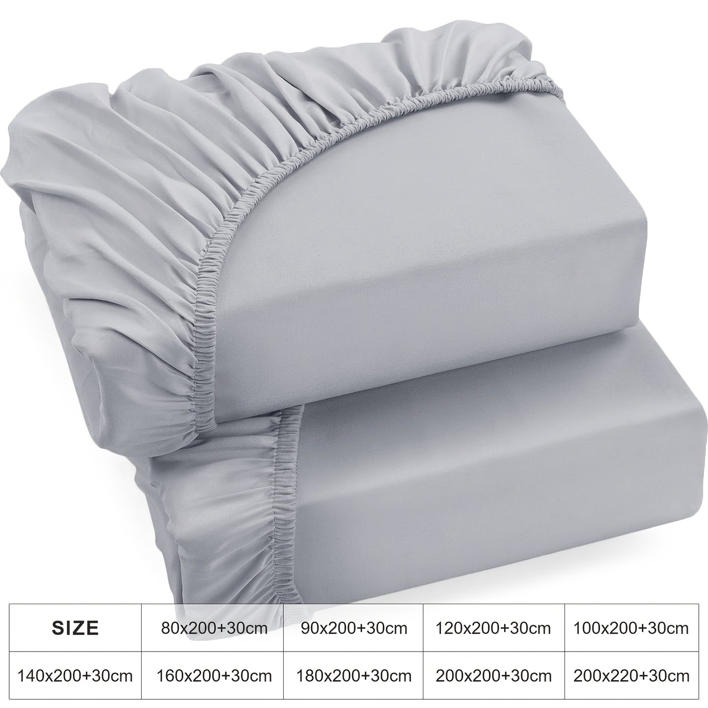2er-Pack 100% Baumwolle Jersey Spannbetttuch 130g/m², Vollbaumwoll-Spannbettlaken, 30cm Rock, Hypoallergen, Atmungsaktives Bettlaken, Geeignet für Schlafzimmer, Wohnheim und Gästezimmer, Maschinenwaschbar, Bettwäsche mit elastischen Ecken