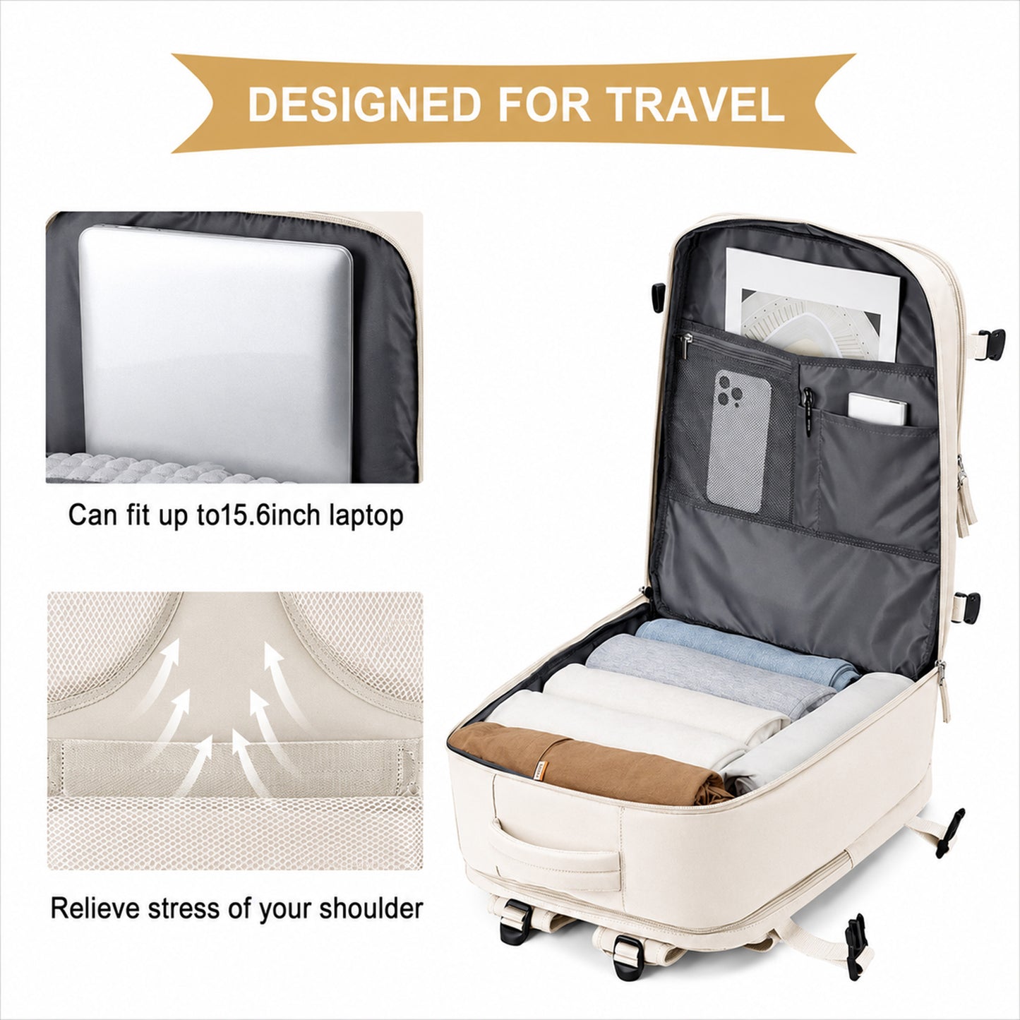 Lokales lager Airline-spezifischer Reiserucksack, 40×20×25 cm Kabinentasche, erweiterbares Handgepäck unter den Sitz, fluglinienkonforme Tasche, Damen-Reiserucksack, Freizeitrucksack nach Fluglinienstandards, Outdoor-Gepäckrucksack, Business-Wochenendtasc
