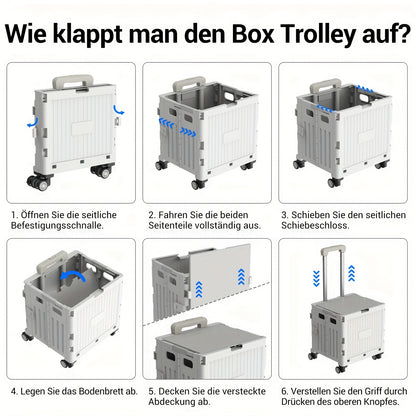 Hochbelastbarer Transportwagen, faltbarer Einkaufswagen auf Rädern | mit Deckel, klappbar, 360° drehbar & Teleskopgriff | für Camping, Einkaufen, Umzug, Schwarz