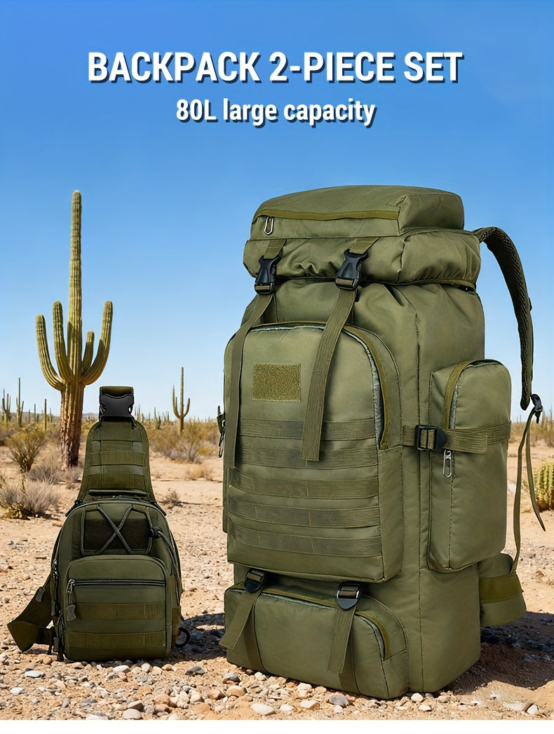 Taktischer Rucksack 2er-Set – Langlebiger Oxford-Stoff Wanderrucksack für Klettern, Camping, Reisen & Outdoor-Abenteuer – Schwerlast-Reise-Rucksack mit Mehreren Fächern, Großem Fassungsvermögen & Mehrfachtaschen-Design – Ideal für Outdoor-Aktivitäten & Re