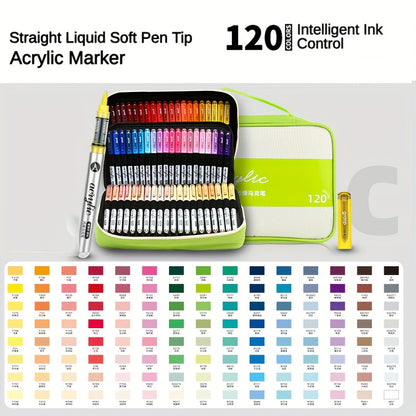 120 Farben Acrylmalstift, Doppelspitze mit Pinsel  Feinspitze für Holz, Leinwand, Stein, Felsenbemalung, Glas, Keramikoberfläche & DIY-Basteln