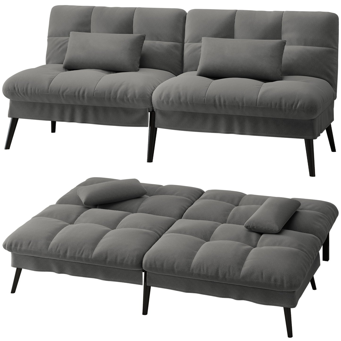 Sofa Schlafsofa mit Schlaffunktion, überzug Futon Klappsofa, Bettcouch, ecksofa, Couch Gästebett, 3-Sitzer Sofa, mit verstellbare Rückenlehne aus Stoff