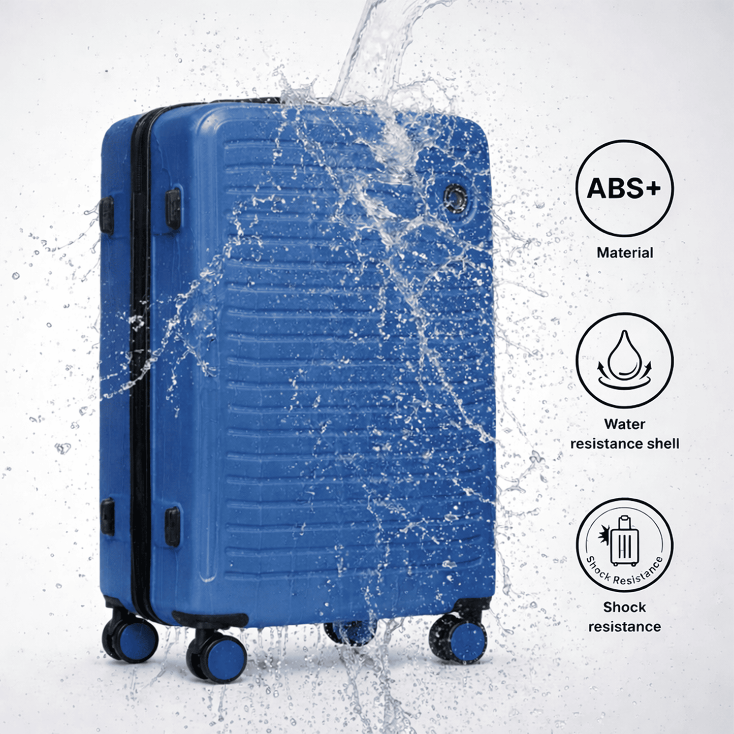 Wahlweise XXL großer Koffer mit den Maßen ca. 75 x 50 x 30 cm oder 64,5 x 44 x 26,5 cm oder Handgepäckgröße 55 x 40 x 20 cm / Hochwertige Optionen 28", 24", 20", Handgepäck-Koffer aus ABS+, Bordkoffer mit Zahlenschloss und 360°-Rollen, 4 DOPPELROLLEN, Kof