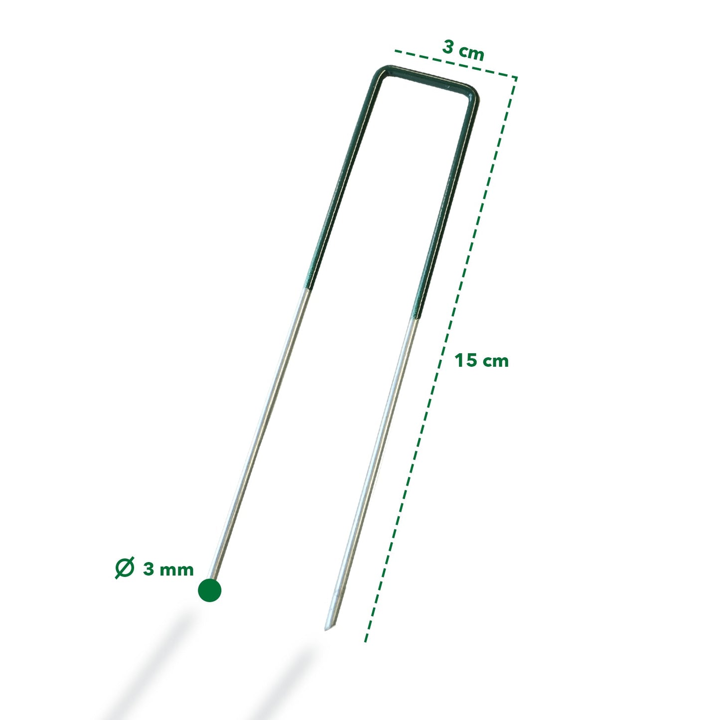 FLOORDIREKT Erdanker - Bodenanker aus Eisendraht - 15 x 3 cm - Für Kunstrasen, Unkrautvlies, Zelt, Garten & Camping - Stabil & Korrosionsbeständig