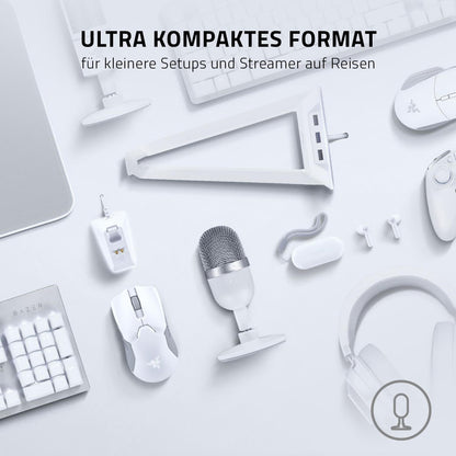 Originale Razer Seiren Mini - USB Kondensator-Mikrofon für Streaming (Kompakt mit Supernieren-Richtcharakteristik, neigbarer Ständer, Integrierter Schockdämpfer) Weiß