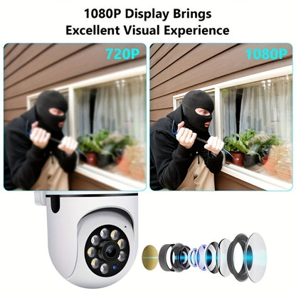 3er-Pack Ease Life 1080P Überwachungskamera für Außenbereich mit 360° Rundumsicht, Schwenk-/Neige-Kamera für die Haussicherheit im Freien mit Farb-Nachtsicht, Bewegungserkennung, 2-Wege-Audio, 2,4 GHz WLAN, Speicherkarte & Cloud-Dienst Y108, KABELEDC