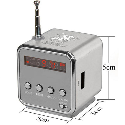 Kabelloser Lautsprecher mit UKW-Radio und LED-Hintergrundbeleuchtung, RETOO TechPro, tragbarer Mini-MP3-Player mit MicroSD-Kartenleser und USB-Anschluss, kompakter Lautsprecher mit integrierter Antenne und Akku, 3,5-mm-Klinkenanschluss für Kopfhörer, USB-