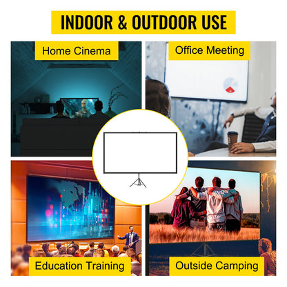 VEVOR Outdoor-Filmleinwand 203,2 cm HD-Projektionsleinwand 16:9 tragbare Projektionsleinwand mit Stativständer in