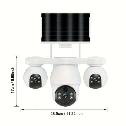 Dreifachlinse Dreifachansicht 8MP 4G Outdoor-Solar-Sicherheitskamera, Videoüberwachung, PTZ 360° Schwenk-Neige-Rotation, Bewegungsverfolgung, PIR-Menschenerkennung, Zwei-Wege-Audio, Vollfarb-Nachtsicht, Alarmbenachrichtigungen, eingebaute SIM-Karte, für H