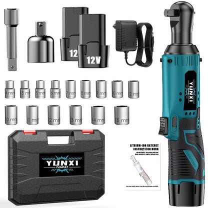 Akku-Schraubenschlüssel-Set mit Winkelschlüssel – Ideal für Autoreparaturen, Hausrenovierung, Mutternentfernung – Tragbares Elektrowerkzeug für Automotive – Perfektes Geschenk für Männer (-Betrieb)