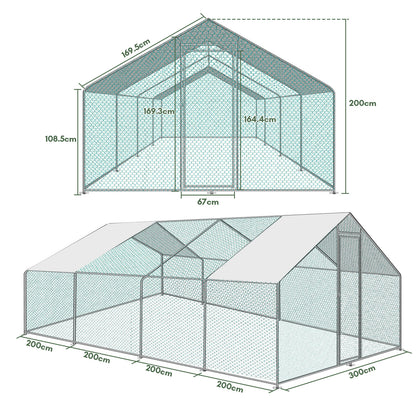 Hühnerstall Freilaufgehege XL mit Schloss, Hühnerhaus Freiluft-Geflügelstall, für Hühnerkäfig Kleintiere Vogelkäfig Haustierkäfig