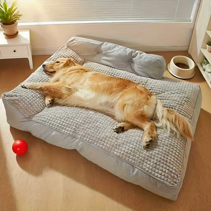 Extra großes graues Hundesofa, weiches  bequemes Material, Haustiersofa, Haustierbedarf, rutschfeste Basis mit kostenlosem Kissen, orthopädisches Hundebett mit verdicktem Stützschaum, extra breites  extra langes Haustier-Sofabett, geeignet für große Hunde