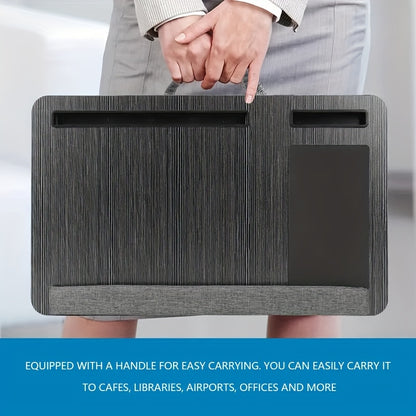 Laptop Schreibtisch, Multifunktionaler tragbarer Schreibtisch mit Griffdesign für einfache Bewegung, Laptop Schreibtisch mit Handgelenkauflage, Tablet- und Telefonhalterung und Mauspad, Robuste Holzstruktur, Büro Schreibtisch, Geeignet für Home Office, Ar
