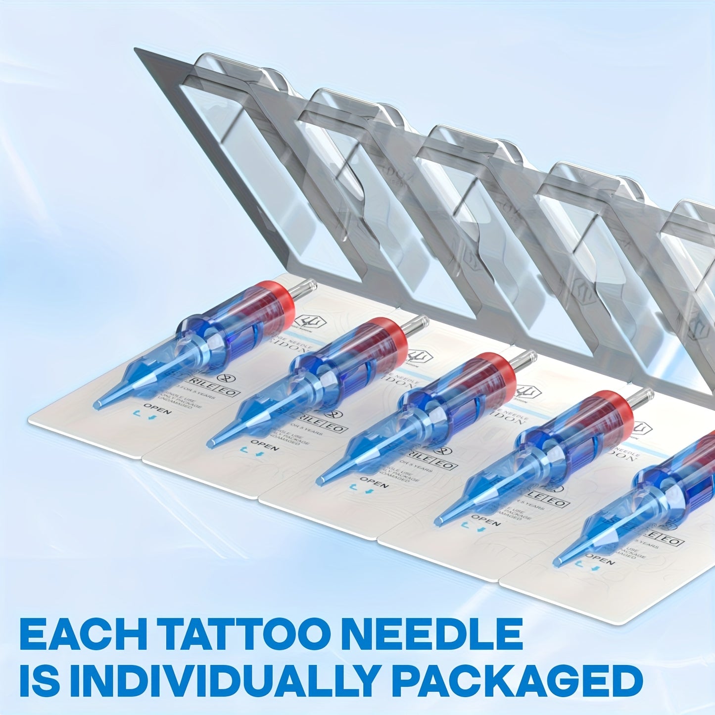 POSEIDON V3 Tattoo Cartridge Nadeln 50 Stück Gemischte Größe Sterile Nadeln mit Membran Sicherheits Cartridges - 1203Rl, 1205RL, 1207RL, 1209RL, 1207RM, 1209RM, 1205RS, 1207RS, 1209RS, 1207M1