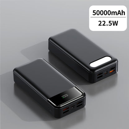 50000mAh Hochkapazität Powerbank mit Super-Schnellladefunktion, USB/Type-C/Micro-Anschlüssen, Ausgestattet mit Beleuchtungslampe und LED-Akku-Statusanzeige. Geeignet für Schnelles Laden von iPhone und Android-Geräten. Notstromversorgungsgerät