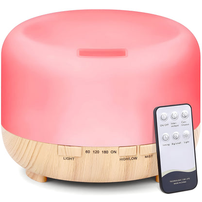 RETOO E580-1 Luftbefeuchter, Ätherisches Öl Diffusor mit Aromatherapie, RGB LED Nachtlicht mit 7 Farben, 500ml Fassungsvermögen, Ultraschall mit Kaltnebel-Funktion, Automatische Abschaltung, Timer, Fernbedienung, Leiser Betrieb <30dB, Kompaktes Design, fü