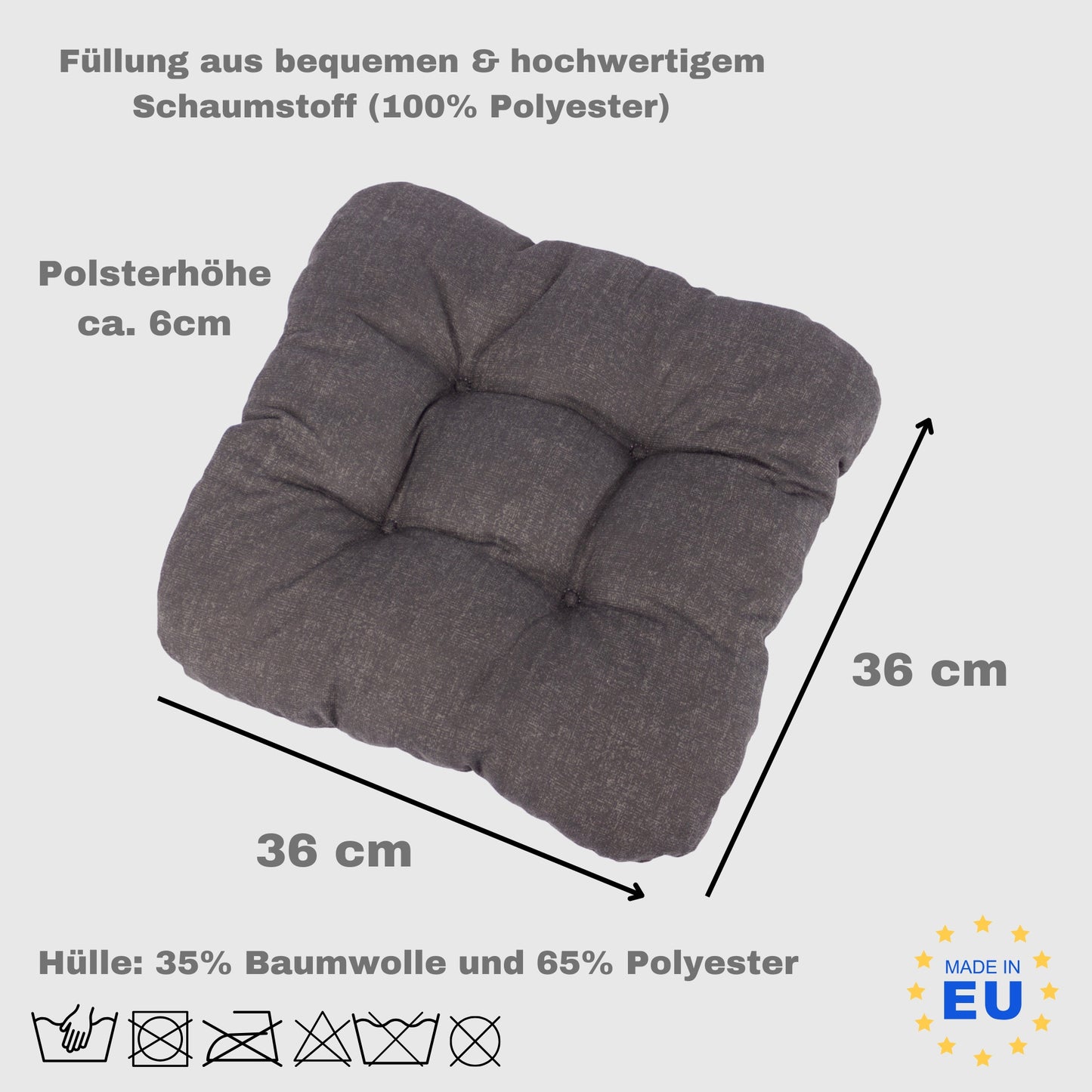 Stuhlkissen 4er Set Sitzkissen weich und bequem für Gartenstühle Camping Freizeit in Anthrazit Bordeaux Grau Blau/Weiß