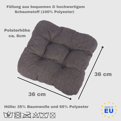 Stuhlkissen 4er Set Sitzkissen weich und bequem für Gartenstühle Camping Freizeit in Anthrazit Bordeaux Grau Blau/Weiß