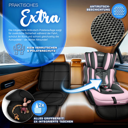 KIDUKU® Kindersitz Auto 9-36 kg (1-12 Jahre) mit Kindersitzunterlage - Autositz ECE R129/03, Gruppe 1/2/3 Autokindersitz 3-Punkt-Sicherheitsgurt Kinderautositz einstellbare Kopfstütze