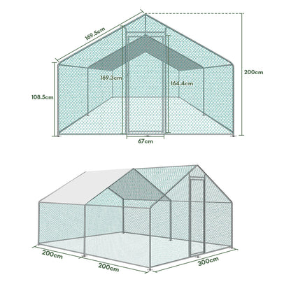 Hühnerstall Freilaufgehege XL mit Schloss, Hühnerhaus Freiluft-Geflügelstall, für Hühnerkäfig Kleintiere Vogelkäfig Haustierkäfig