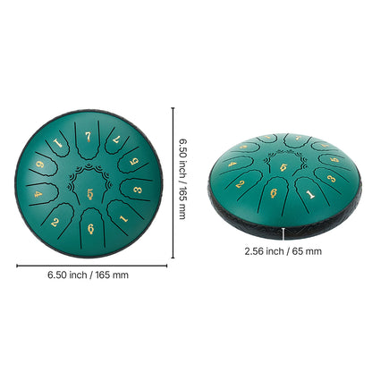 VEVOR Stahlzungen Trommel, 16,5cm 11 Töne Regentrommel für Garten, D Dur Musikinstrumente mit Notenbuch & Schlägeln, Percussion Instrument für Meditation Yoga Anfänger Musikalische Bildung, Grün