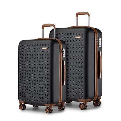 2-teiliges 24/28-Zoll-Koffer-Gepäckset, blau, stilvolles Camping-ABS+PC, gepunktete Hartschale mit TSA-Schloss, Schulanfang, Urlaubsgeschenk