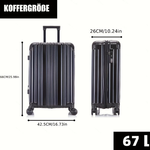 Reisekoffer mit Reißverschluss und Schloss, Hartschalen-Gepäckstück in Aluminiumlegierung mit 4 Rädern, Ausziehbarem Griff für Touren und Urlaub - Farben: Roségold, Grün, Schwarz, Grau, Silber, Kaffeebraun, Champagner - 20", 24", 28"