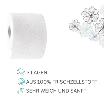 Glücksblatt Toilettenpapier 30 Rollen á 150 Blatt 3 lagig weiss / Vorratspackung ideal für Haushalt das Büro oder die Gastronomie geeignet