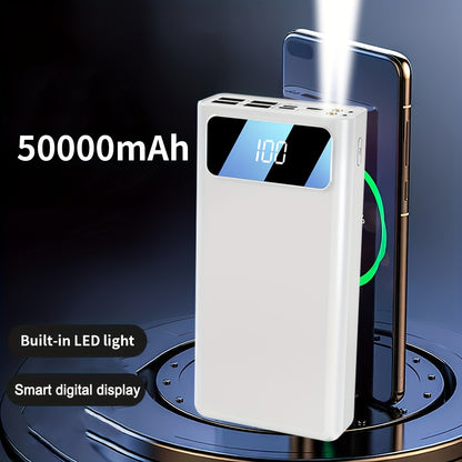Powerbank mit 50000mAh großer Kapazität  Schnellladung, LED-Stromanzeige, bidirektionales Typ-C-Schnellladen, fünf Ausgänge, zwei Eingänge, geeignet zum Laden von iPhone, Android-Elektronikgeräten, tragbarer Notstrom-Akku für den Außenbereich