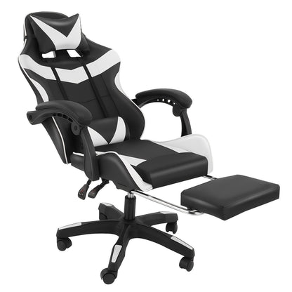 Ergonomischer Gaming-Stuhl mit Lendenwirbelstütze, Kopfstütz & Fußauflage – Verstellbarer Bürostuhl für Erwachsene Kinder, Mehrere Farben, Komfortabler Memory-Schaum-Sitz, Stabiles Nylon-Gestell, Ideal für lange Spiele & Arbeitsessions