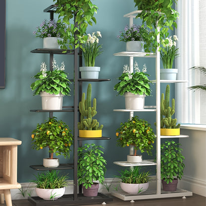 Europäischer Stil Eisenblumenständer, Mehrschichtiges Pflanzenregal für Innen- und Außenbereich, Ideal für Sukkulenten und Wohnkultur, Verfügbar in Schwarz oder Weiß, Künstliche Pflanzen für die Heimdekoration