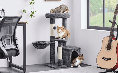 Costoffs Katzenbaum Kratzbaum mit Aussichtsplattform 87 cm Kletterbaum Liegemulde Katzenhöhle Sisalstämme