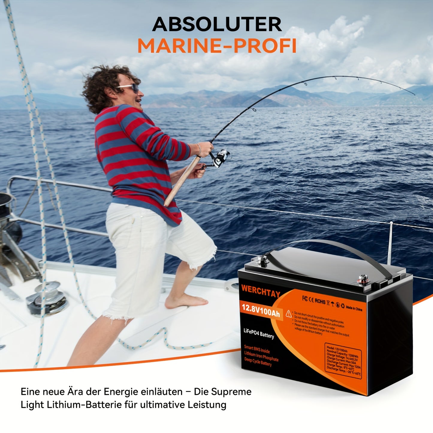 WERCHTAY 12,8V 100/200/300Ah LiFePO4 Batterie 1280/2560/3840Wh Lithium-Batterie mit integriertem intelligentem BMS, bis zu 25000 Zyklen, höhere Energiedichte, perfekt für Wohnmobil, Van, Anhänger, Boot, netzunabhängig, Solarstromsystem, Marine – Frühbuche