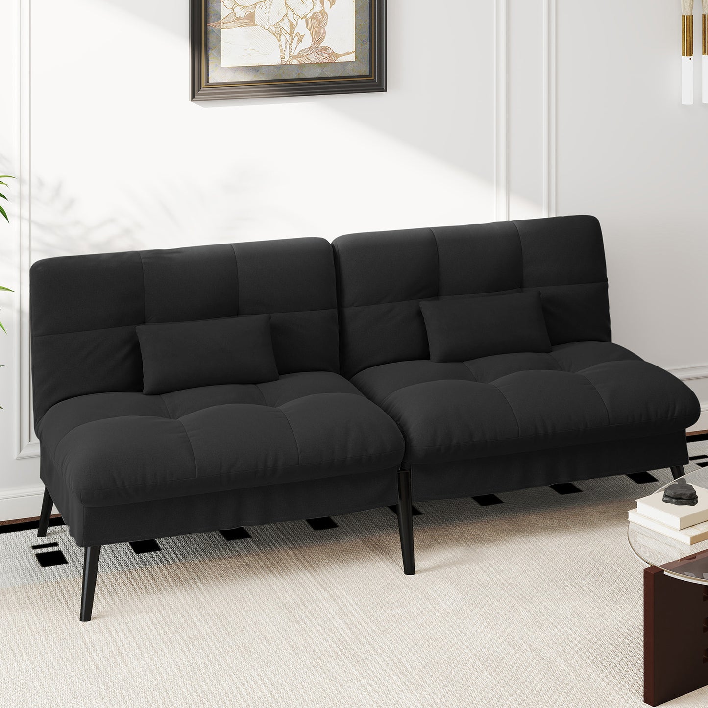 Sofa Schlafsofa mit Schlaffunktion, überzug Futon Klappsofa, Bettcouch, ecksofa, Couch Gästebett, 3-Sitzer Sofa, mit verstellbare Rückenlehne aus Stoff