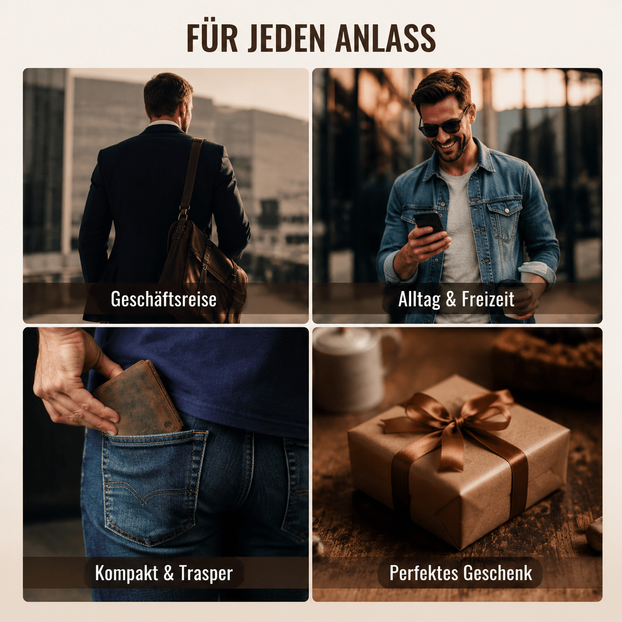 Herren Geldbörse aus echtem Wildleder – RFID Schutz, Vintage Stil, Großes Fassungsvermögen mit 12 Kartenfächern, Münzfach & Sichtfenster, Soft Touch, Langlebig