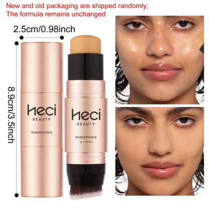 Wasserfester Dual-Endes Pinsel Roségoldener Multifunktionaler Foundation Stick - Sanft, Leicht und Nicht Kalkend, Vollständige Deckkraft Matte Concealer, Schichten zur Abdeckung von Pickeln, Narben und Schatten unter den Augen, Langanhaltende Aufhellung