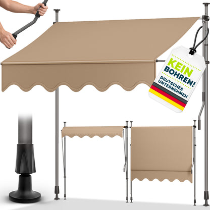 tillvex® Klemmmarkise Balkon mit Handkurbel | Balkonmarkise ohne Bohren | Markise UV-beständig & höhenverstellbar | Sonnenschutz Terrasse Wasserfest