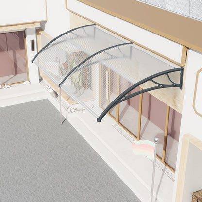 Vordach für Haustür, Baldachin Bogen Baldachin Polycarbonat, PP Halterung für Sonnenschutz Regenschutz im Freien, Grau